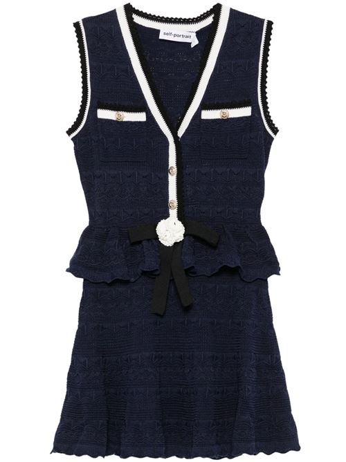 Abito mini a maglia SELF PORTRAIT | PF26075SNNAVY